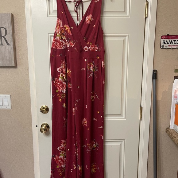 torrid Pants - Floral Sleeveless Jumpsuit - Red